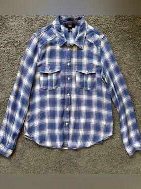 PAIGE Mya Plaid Button Front Shirt Womens Small